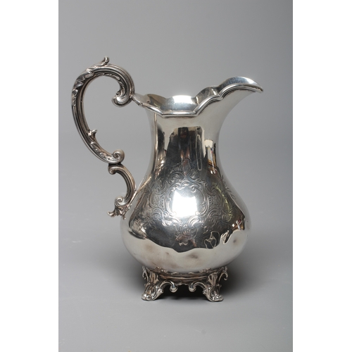 177 - A VICTORIAN SILVER MILK JUG by The Barnards, London 1845, of baluster form with acanthus leaf sheath... 