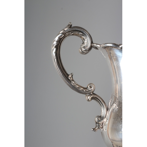 177 - A VICTORIAN SILVER MILK JUG by The Barnards, London 1845, of baluster form with acanthus leaf sheath... 