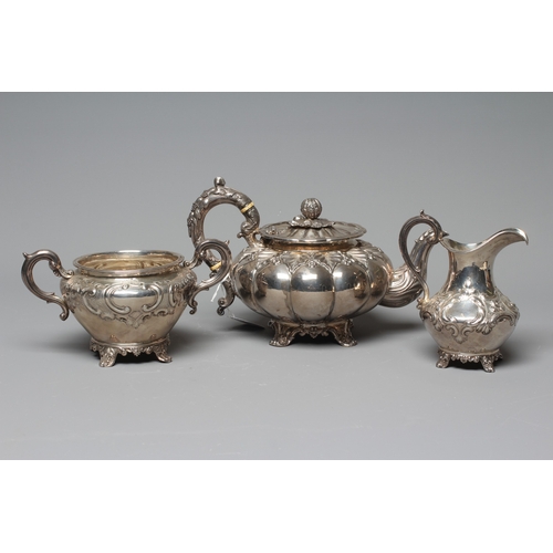 178 - A WILLIAM IV SILVER TEAPOT by Henry Wilkinson & Co., Sheffield 1834, of lobed squat globular form wi... 
