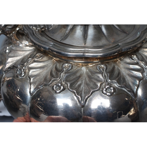 178 - A WILLIAM IV SILVER TEAPOT by Henry Wilkinson & Co., Sheffield 1834, of lobed squat globular form wi... 