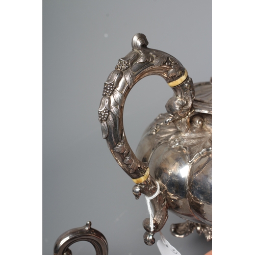 178 - A WILLIAM IV SILVER TEAPOT by Henry Wilkinson & Co., Sheffield 1834, of lobed squat globular form wi... 