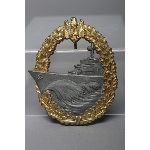 394 - A GERMAN THIRD REICH DESTROYER BADGE by Joseph Felix & Sohn, with lateral pin and suspension hook