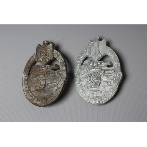 400 - TWO GERMAN THIRD REICH PANZER ASSAULT BADGES both by AS Gablonz with vertical pins