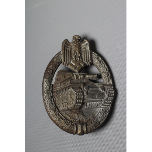 400 - TWO GERMAN THIRD REICH PANZER ASSAULT BADGES both by AS Gablonz with vertical pins