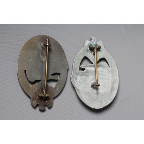 400 - TWO GERMAN THIRD REICH PANZER ASSAULT BADGES both by AS Gablonz with vertical pins
