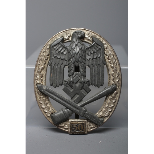 405 - A GERMAN THIRD REICH ASSAULT BADGE FOR 50 ENGAGEMENTS with JFS maker's marks, and vertical pin with ... 