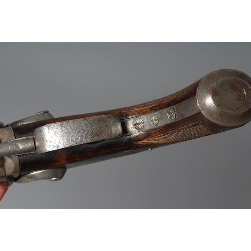 411 - A DOUBLE BARRELLED PERCUSSION PISTOL, 19th century, with 5