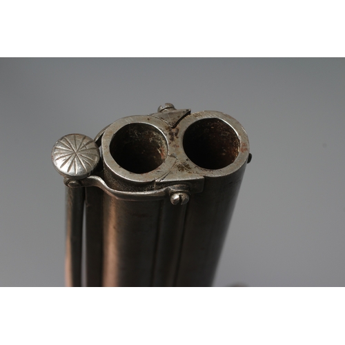 411 - A DOUBLE BARRELLED PERCUSSION PISTOL, 19th century, with 5