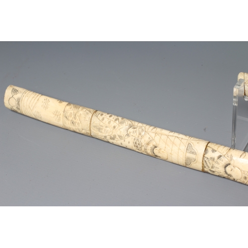 421 - TWO JAPANESE BONE MOUNTED SIDE ARMS, comprising a wakazashi with 15 1/2