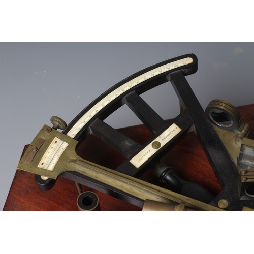 429 - A VICTORIAN SEXTANT by W. Werchert (sic), Cardiff, with ebony frame and turned grip, brass fittings ... 