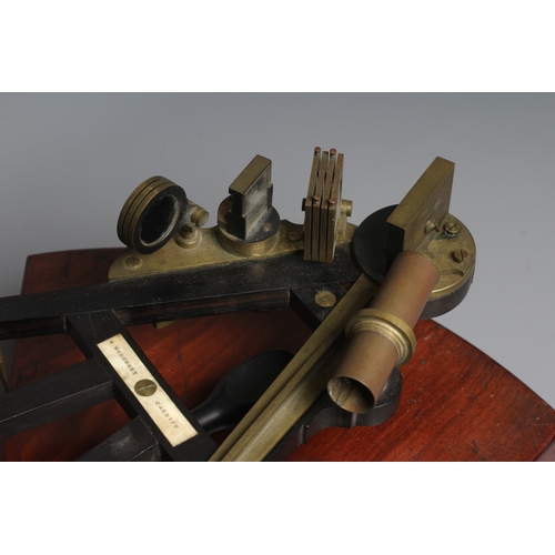 429 - A VICTORIAN SEXTANT by W. Werchert (sic), Cardiff, with ebony frame and turned grip, brass fittings ... 