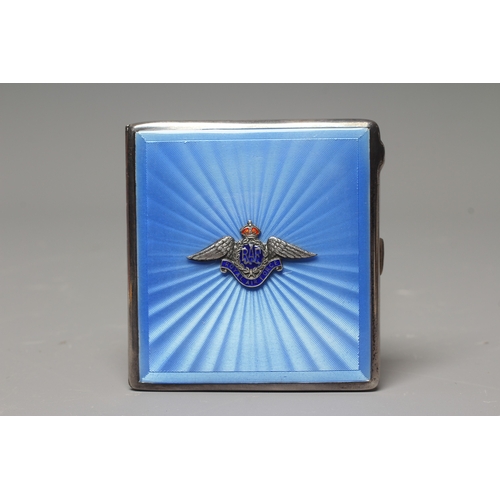437 - A SILVER & ENAMEL RAF CIGARETTE CASE by Charles S. Green & Co. Ltd, Birmingham 1939, with central RA... 