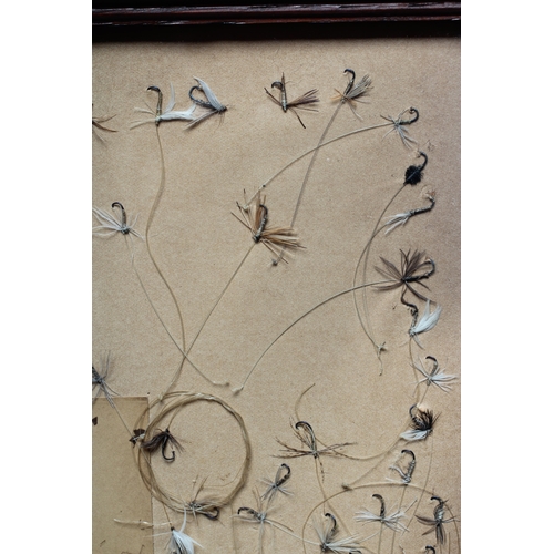 452 - A VICTORIAN FRAMED FISHING DISPLAY centred by a photograph of a gentleman in tails, top hat and fish... 