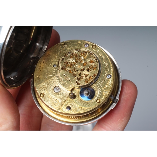195 - A GEORGE III SILVER PAIR CASED POCKET WATCH, Birmingham 1826, probably by Vale & Rotherham, the enam... 