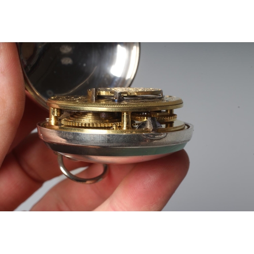 195 - A GEORGE III SILVER PAIR CASED POCKET WATCH, Birmingham 1826, probably by Vale & Rotherham, the enam... 