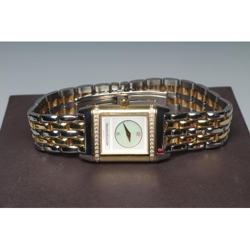 196 - A LADY'S JAEGER-LECOULTRE GRANDE AUTOMATIC REVERSO DUETTO WRISTWATCH, 1986, the circular mother-of-p... 