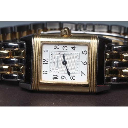 196 - A LADY'S JAEGER-LECOULTRE GRANDE AUTOMATIC REVERSO DUETTO WRISTWATCH, 1986, the circular mother-of-p... 