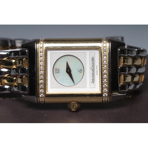 196 - A LADY'S JAEGER-LECOULTRE GRANDE AUTOMATIC REVERSO DUETTO WRISTWATCH, 1986, the circular mother-of-p... 