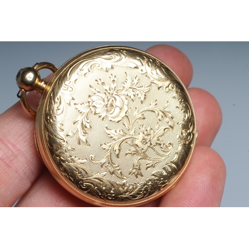 198 - A MID VICTORIAN 18CT GOLD KEY WIND POCKET WATCH, London 1857, by Thomas Forrest, the gilt dial with ... 