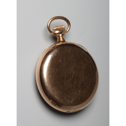 200 - A 9CT GOLD TOP WIND POCKET WATCH, Birmingham 1927, by Acurat Prima for Harry Le Moine, with black Ar... 