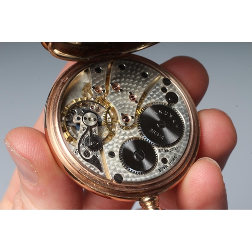 200 - A 9CT GOLD TOP WIND POCKET WATCH, Birmingham 1927, by Acurat Prima for Harry Le Moine, with black Ar... 