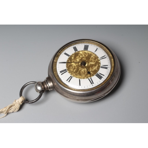 201 - A GEORGE IV SILVER PAIR CASED POCKET WATCH, Birmingham 1829, by Jn. Roberts, Ruabon (?), the dial wi... 