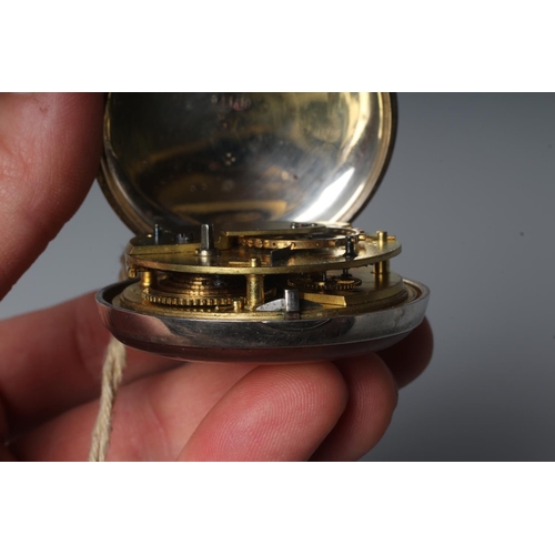 201 - A GEORGE IV SILVER PAIR CASED POCKET WATCH, Birmingham 1829, by Jn. Roberts, Ruabon (?), the dial wi... 