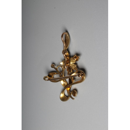 273 - A LATE VICTORIAN SEED PEARL FLOWER SPRAY PENDANT/BROOCH to a plain unmarked frame
