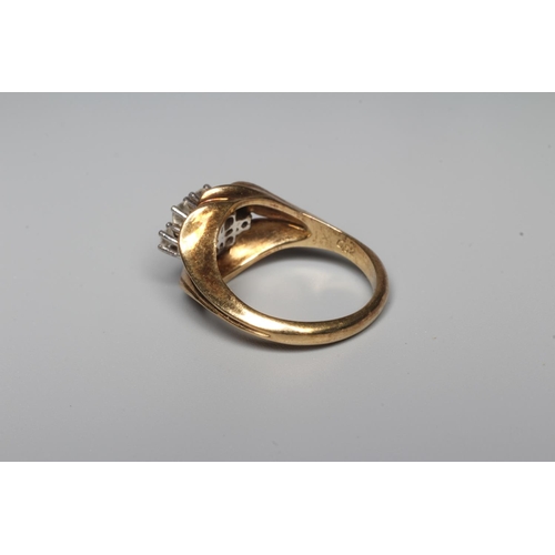 298 - A SIX STONE DIAMOND RING, the brilliant cut stones totalling 0.52cts, all claw set to a rope twist m... 