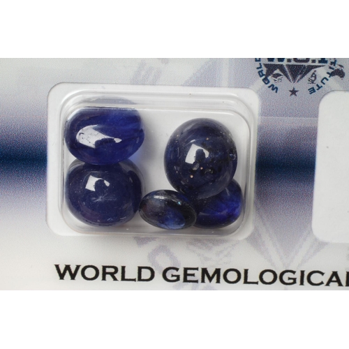 309 - FIVE SAPPHIRES, the oval cabochon polished sapphire and glass composite stones totalling 25.69cts, w... 