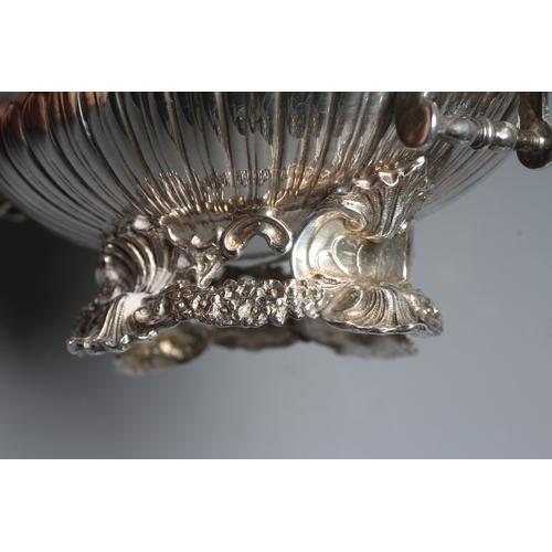 159 - AN EDWARD VII SILVER OVAL BOWL by Wm. Hutton, London 1903, the semi fluted bowl with everted scroll ... 