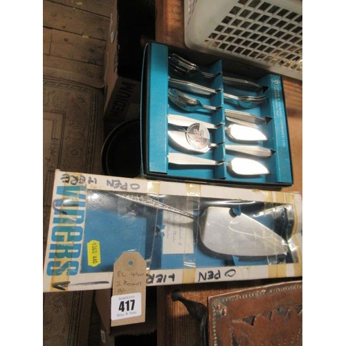 417 - TWO BOXES OF VINTAGE CUTLERY