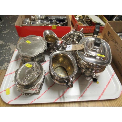 427 - EPNS TEA SERVICE AND TRINKET BOXES