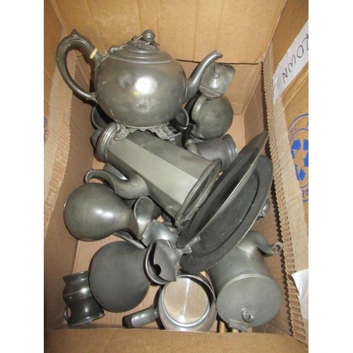439 - BOX OF PEWTER