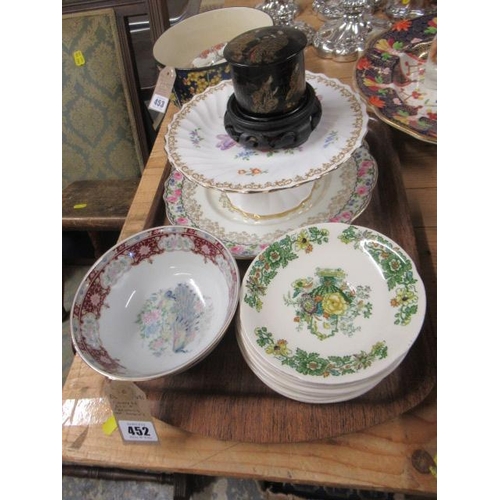 452 - CHINESE BOX AND CERAMICS INCLUDING MASONS
