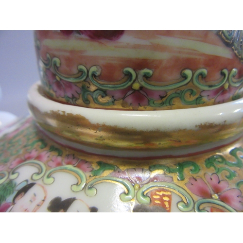 1 - A SET OF FOUR CANTONESE PORCELAIN FAMILLE ROSE PLATES painted with four panels of figures and birds ... 