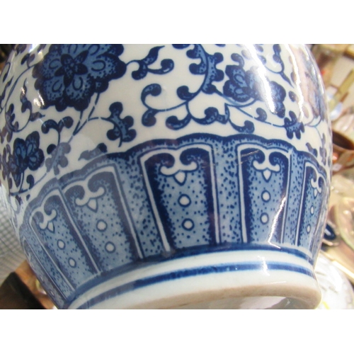 110 - CHINESE BLUE AND WHITE FLOWER VASE, SIGNED