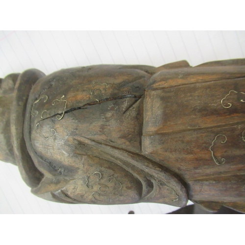 468 - ORIENTAL WOOD AND HORN FIGURES AND HARDSTONE GRAPE VINE