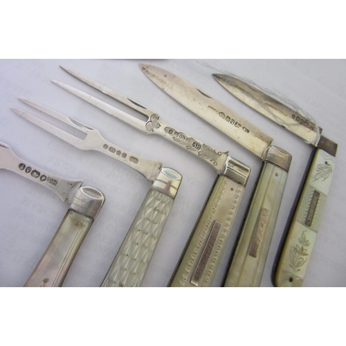 171 - THREE VICTORIAN SILVER FOLDING FRUIT FORKS, one by Aaron Hadfield, Sheffield 1834, another by Thomas... 
