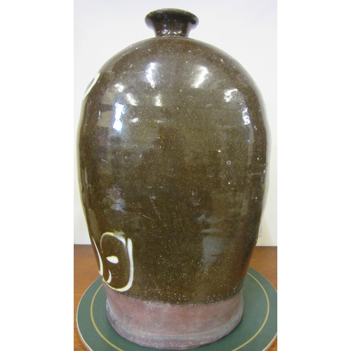 17 - A SCOTTISH SLIPWARE SALT PIG, late 19th century, of typical form inscribed SALT in white slip with a... 
