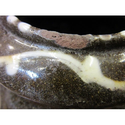 17 - A SCOTTISH SLIPWARE SALT PIG, late 19th century, of typical form inscribed SALT in white slip with a... 