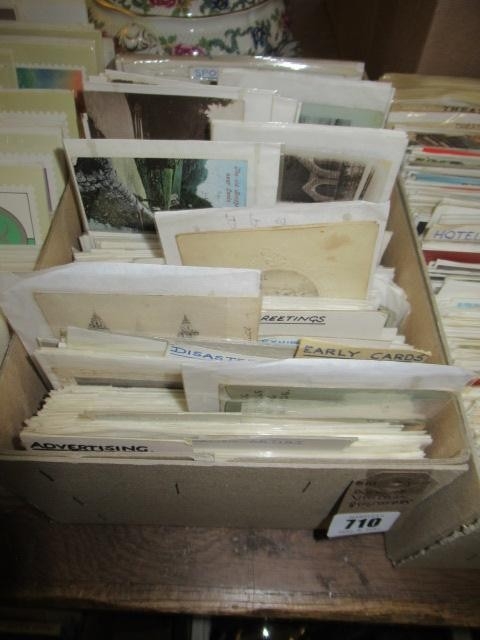 BOX OF VINTAGE POSTCARDS INCLUDING DISASTER EXAMPLES