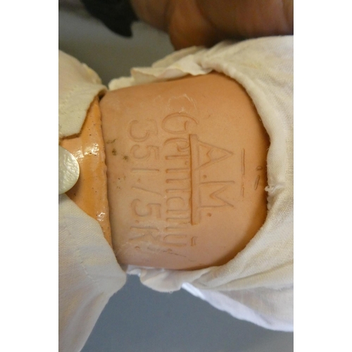 100 - Two vintage dolls, comprising an Armand Marseille bisque socket head doll with sleeping eyes, open m... 