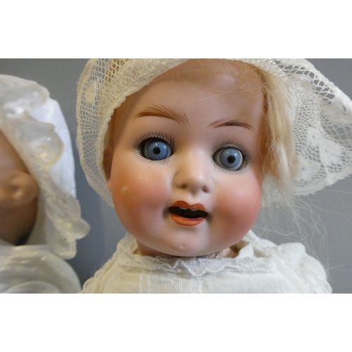 108 - Three German bisque head dolls, comprising a 15