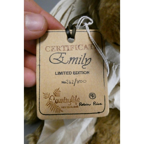 124 - Steiff Musical teddy bear, with two tone plush, wind-up music box, notes sewn to foot, original bag,... 