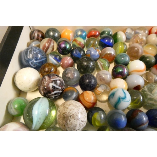 Approx. 247 antique and later marbles, of mixed sized type and colour ...