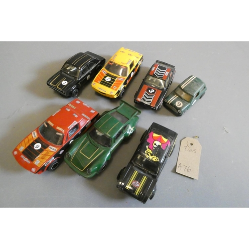 296 - Seven playworn Scalextric modern saloon race cars, poor