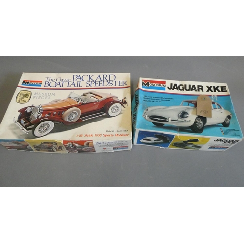 306 - Two Monogram 1:24 scale kits Jaguar E-type and Packard speedster