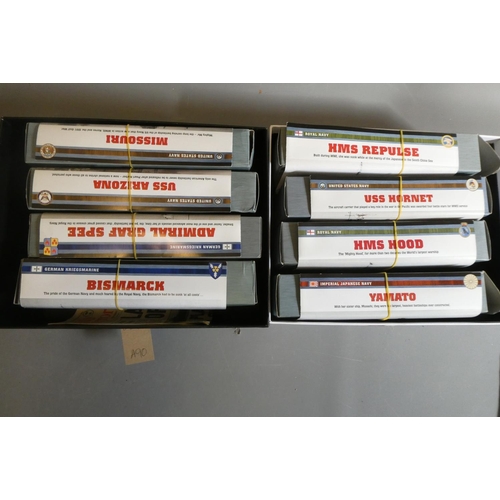 309 - Eight ATLAS small scale war ships, all items boxed, mint