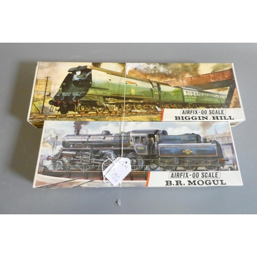 554 - Two Airfix Railway Kits BB Class Biggin Hill and BR Mogul, unchecked for completeness, excellent